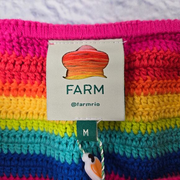 NWT Farm Rio Rainbow Crochet Bikini Top Pink Picnic Green Picnic size Medium - Picture 5 of 16